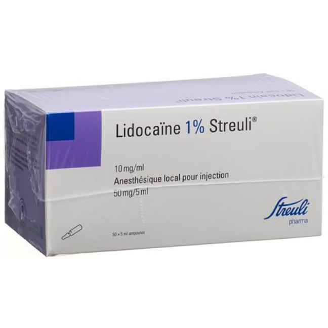 Лидокаин Штройли 2% раствор для инъекций 50 мг / 5 мл 50 ампул по 5 мл