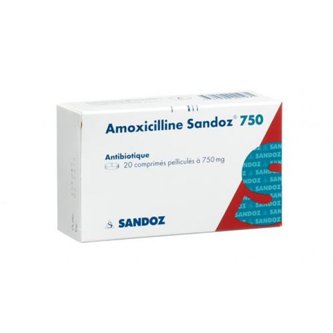 Амоксициллин Сандоз 750 мг 20 таблеток покрытых оболочкой