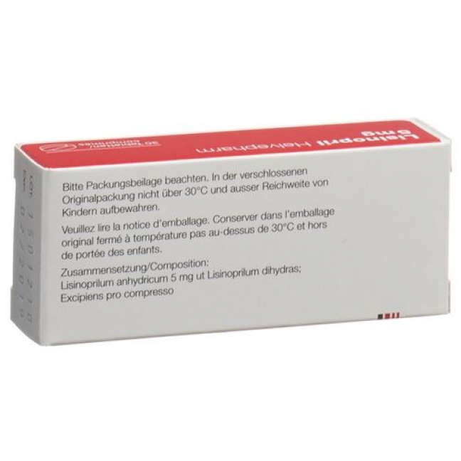 Лизиноприл Хелвефарм 5 мг 30 таблеток