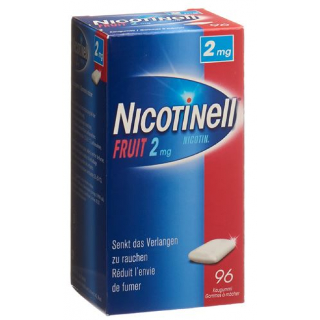 Никотинелл Фруктовая 2 мг 96 жевательных резинок
