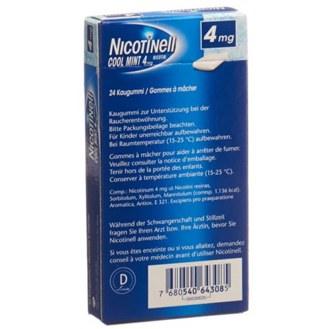 Никотинелл Освежающая мята 4 мг 24 жевательные резинки