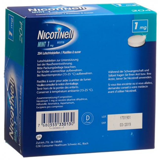 Никотинелл Мята 1 мг 204 таблетки для рассасывания