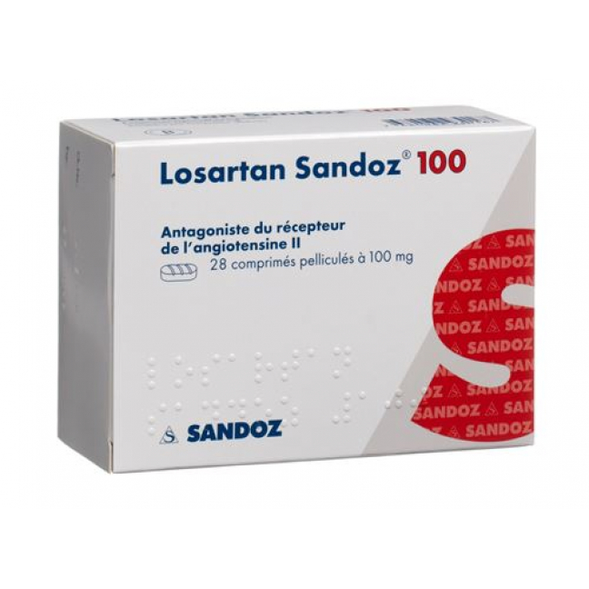 Лозартан Сандоз 100 мг 28 таблеток покрытых оболочкой 