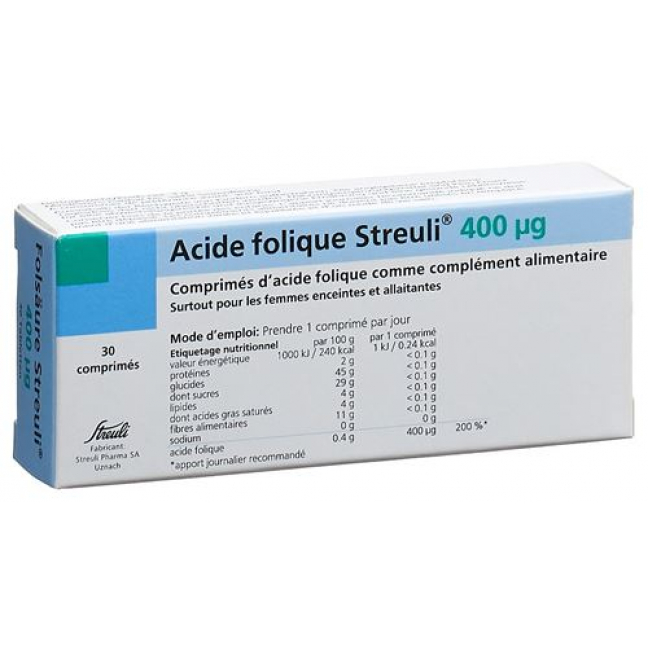 Folsaure Streuli в таблетках, 400µg 30 штук