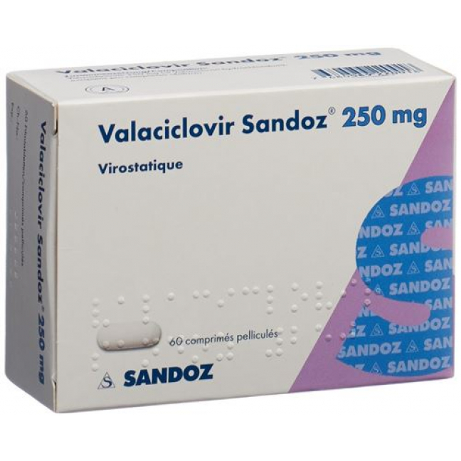 Валацикловир Сандоз 250 мг 60 таблеток покрытых оболочкой