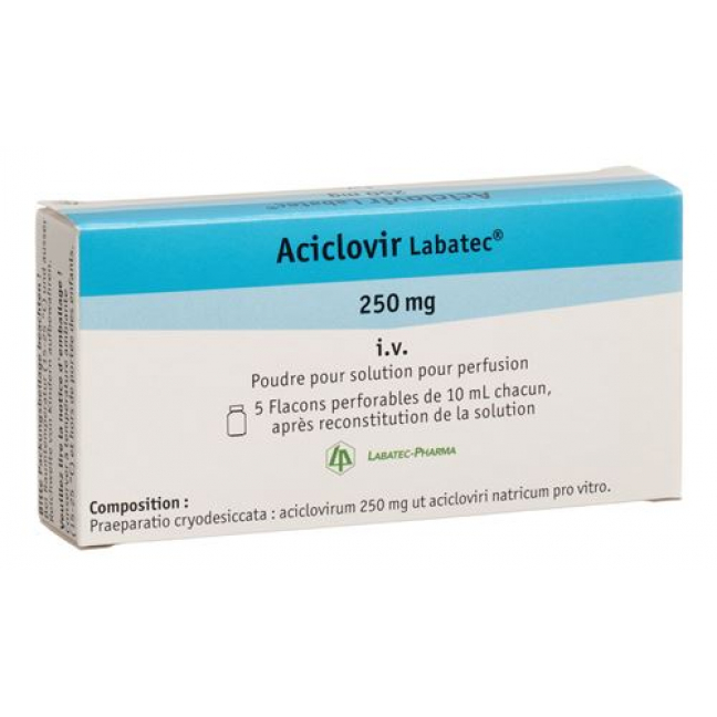 Ацикловир Лабатек сухое вещество 250 мг 5 флаконов по 10 мл