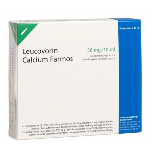 Leucovorin Calcium Farmos 30 mg/10 ml 5 Ampullen 10 ml