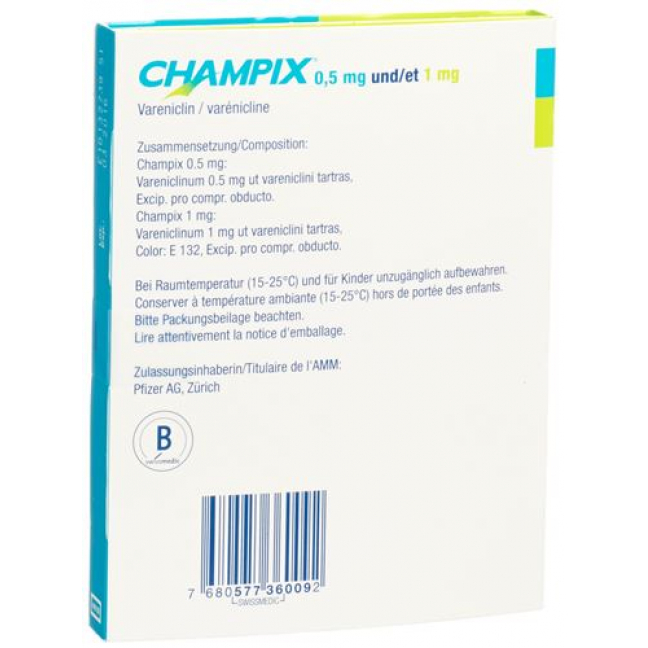 Чампикс 11 x 0,5 мг / 42 x 1 мг таблеток покрытых оболочкой