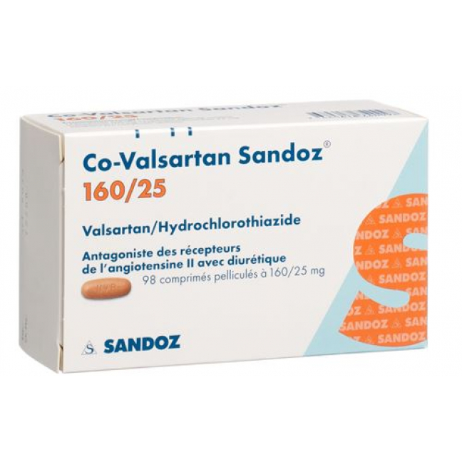 Ко-Валсартан Сандоз 160/25 98 таблеток покрытых оболочкой