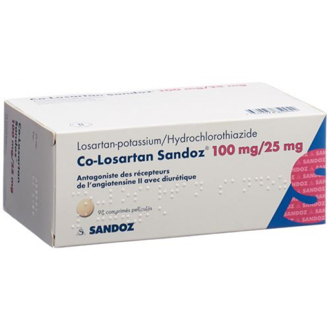 Ко-Лозартан Сандоз 100/25 мг 98 таблеток покрытых оболочкой 