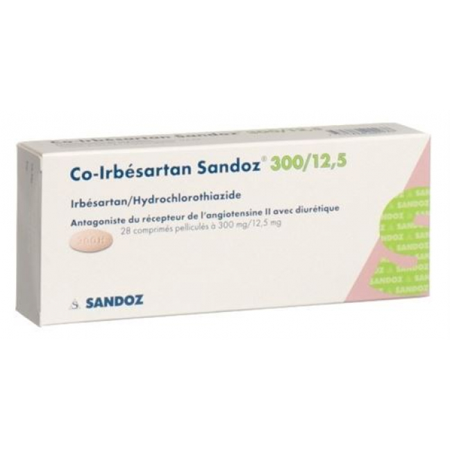 Ко-Ирбесартан Сандоз 300/12,5 мг 28 таблеток покрытых оболочкой