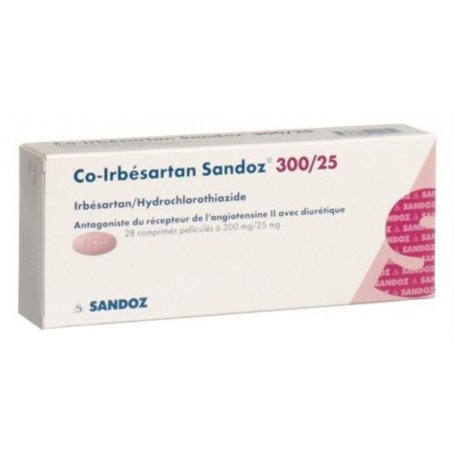 Ко-Ирбесартан Сандоз 300/25 мг 28 таблеток покрытых оболочкой 