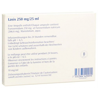 Лазикс раствор для в/в инфузий 250 мг / 25 мл  6 ампул по 25 мл