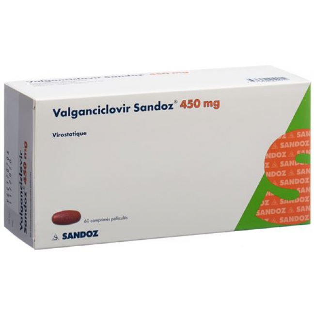 Валганцикловир Сандоз 450 мг 60 таблеток покрытых оболочкой