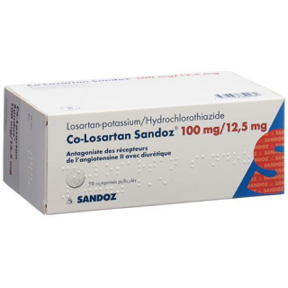 Ко-Лозартан Сандоз 100/12,5 мг 98 таблеток покрытых оболочкой 