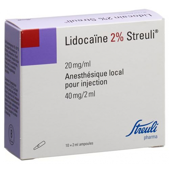 Лидокаин Штройли 2% раствор для инъекций 40 мг / 2 мл 10 ампул по 2 мл