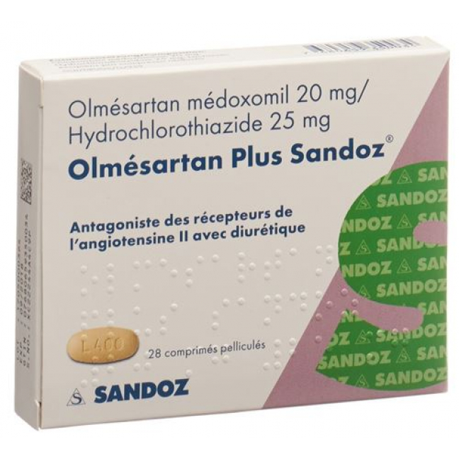 Олмесартан Плюс Сандоз 20/25 мг 28 таблеток покрытых оболочкой