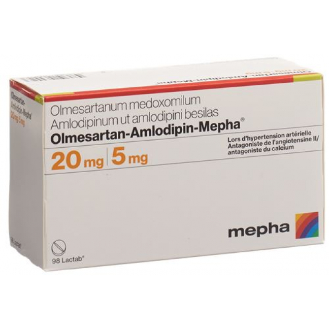 Олмесартан Амлодипин Мефа 20 мг / 5 мг 98 таблеток покрытых оболочкой