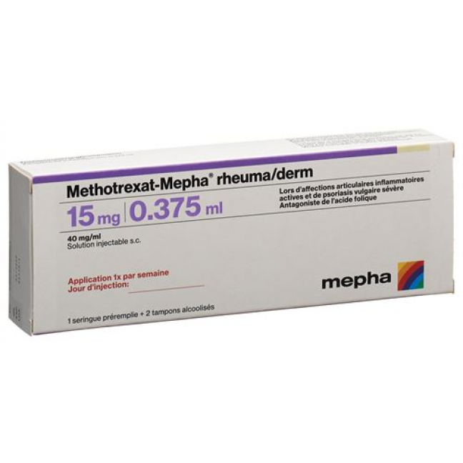Метотрексат Мефа Ревма/Дерм 15 мг / 0,375 мл 1 предварительно заполненный шприц 0,375 мл