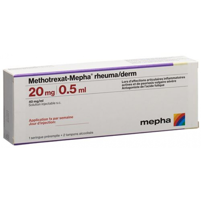 Метотрексат Мефа Ревма/Дерм 20 мг / 0,5 мл 1 предварительно заполненный шприц 0,5 мл