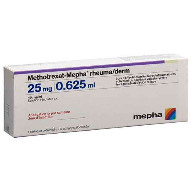 Метотрексат Мефа Ревма/Дерм 25 мг / 0,625 мл 1 предварительно заполненный шприц 0,625 мл
