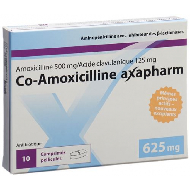 Ко-Амоксициллин Аксафарм 625 мг 10 таблеток покрытых оболочкой