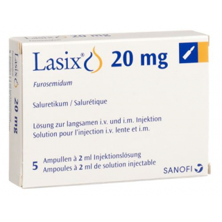 Лазикс раствор для инъекций 20 мг / 2 мл 5 ампул по 2 мл 