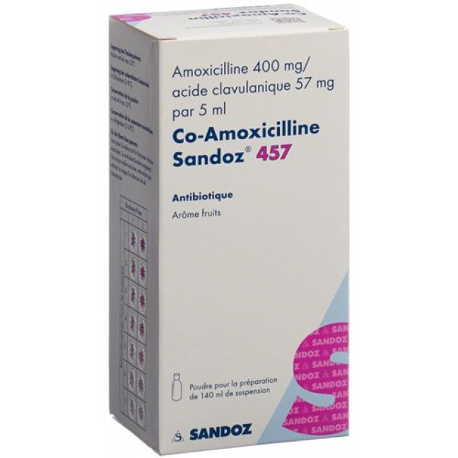 Ко-Амоксициллин Сандоз порошок 457 мг для приготовления суспензии флакон 149 мл