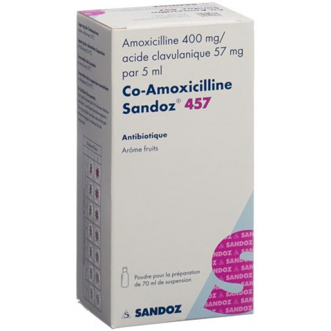 Ко-Амоксициллин Сандоз порошок 457 мг для приготовления суспензии флакон 70 мл