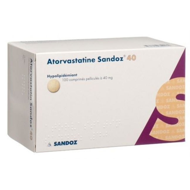 Аторвастатин Сандоз 40 мг 100 таблеток покрытых оболочкой