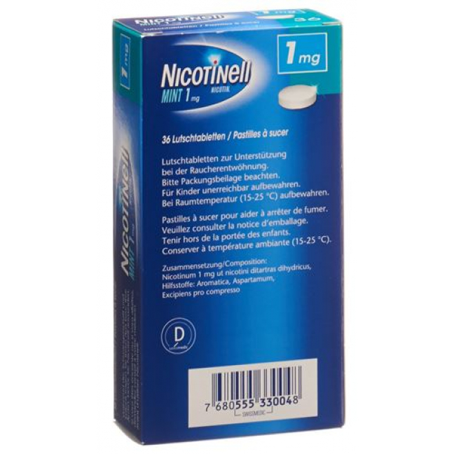Никотинелл Мята 1 мг 36 таблеток для рассасывания