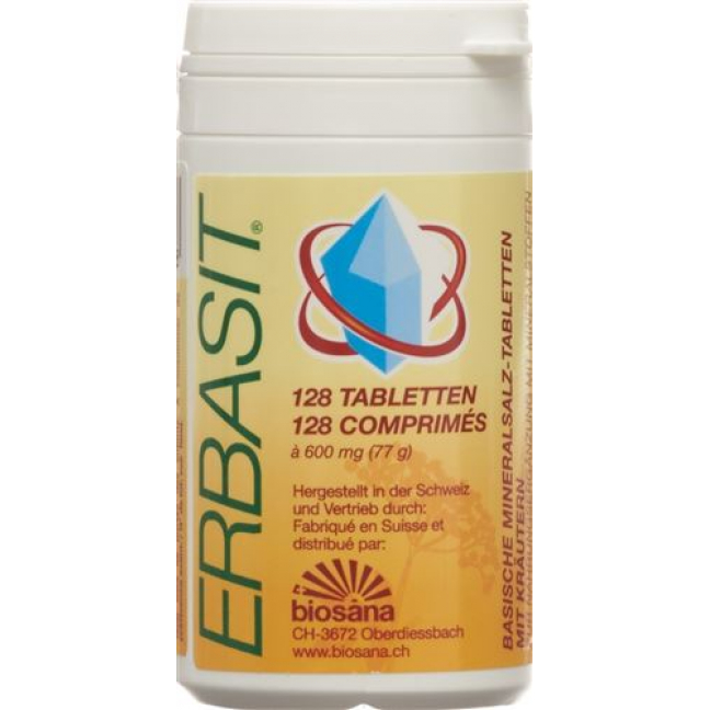 Erbasit basische Mineralsalz-Tabletten mit Krautern доза 128 штук