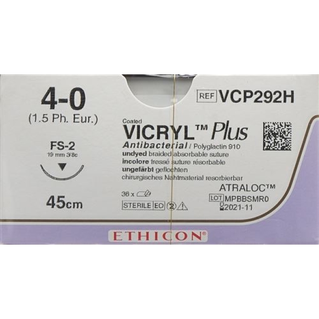 VICRYL PLUS 45CM UNGEFRBT 4-0