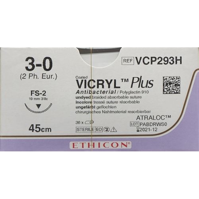 VICRYL PLUS 45CM UNGEFRBT 3-0