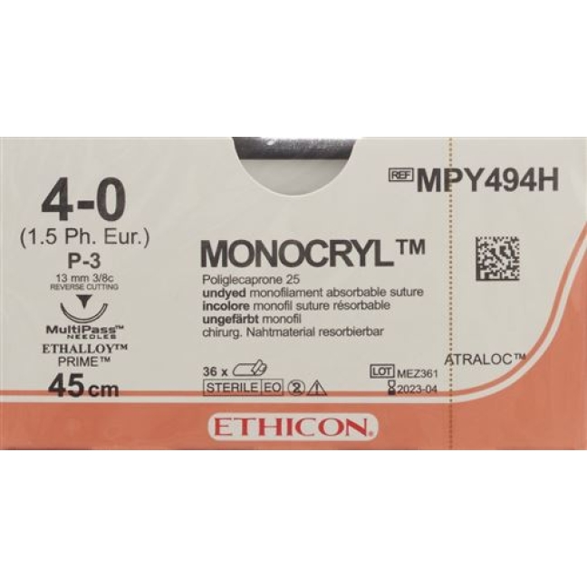 MONOCRYL 45CM UNGEFRBT 4-0 P-3