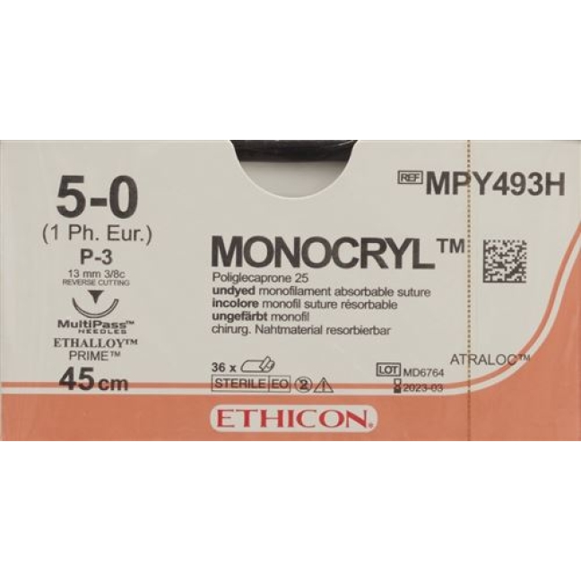 MONOCRYL 45CM UNGEFRBT 5-0 P-3