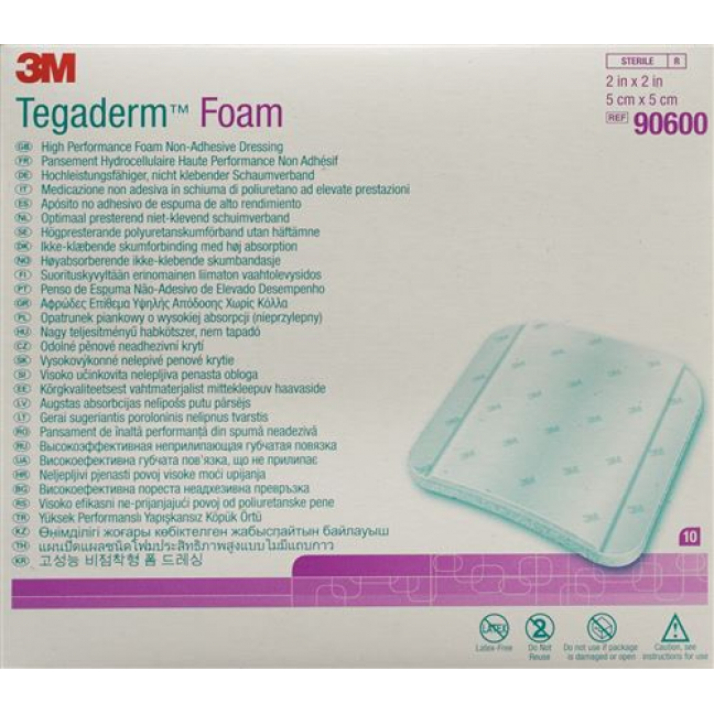 3M Tegaderm Foam Schaumkompresse 5.1x5.1см Nicht Klebend 10 штук