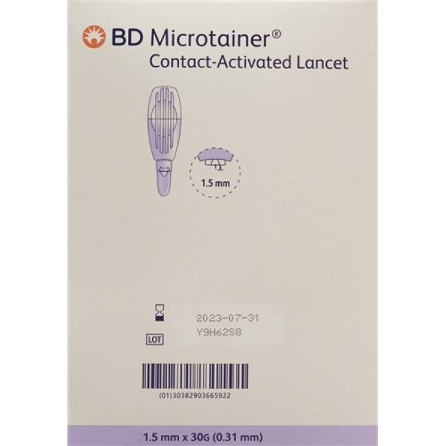 BD Microtainer ланцеты 1.5мм x 30г Lila 200 штук