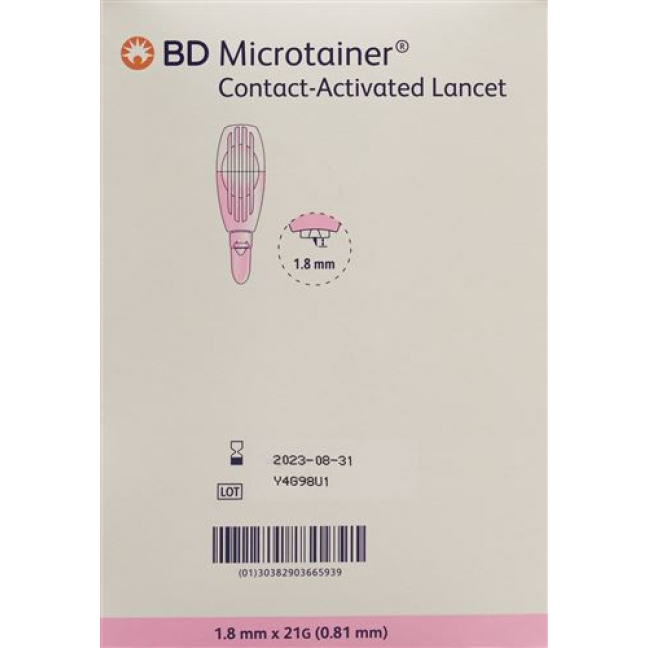 BD Microtainer ланцеты 21gx1.8мм Pink 200 штук
