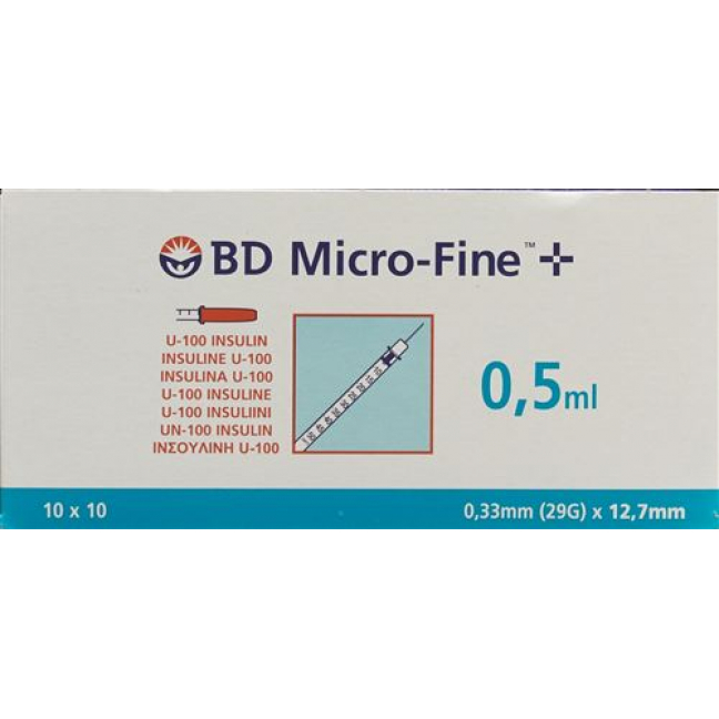 BD Microfine+ U100 Insulin Spritze 0.33мм x 12.7мм 0.5мл