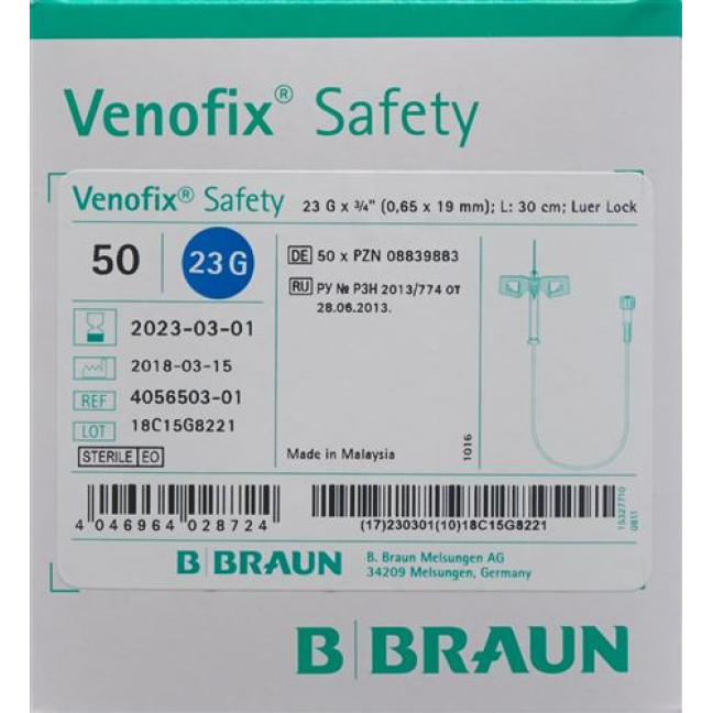 VENOFIX SAFETY 23G 0.65X19MM B
