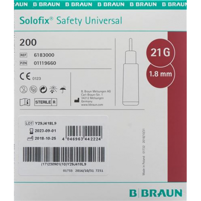 Solofix Safety Universal Einmallanzetten 21Gx1.8мм 200 штук