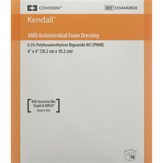 Kendall AMD antimikrobieller Schaumstoffverband 10.2x10.2см 10 ш