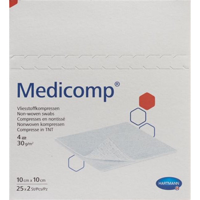 Medicomp Vlieskompressen 10x10см 25 пакетиков 2 штуки
