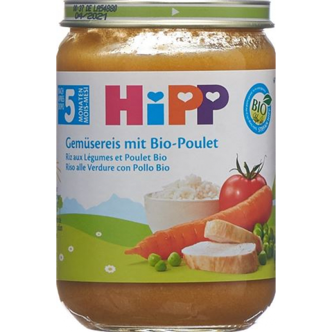 Hipp Gemusereis mit Bio-Poulet Glas 190г