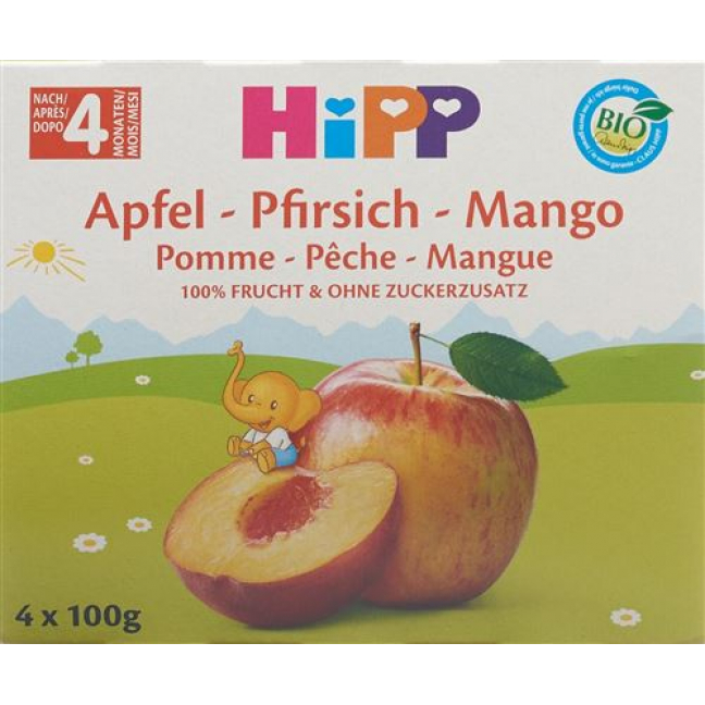 Hipp Frucht Pause Apfel-pfirsich-mango 4x 100г