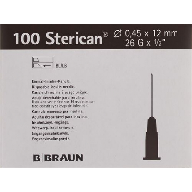 Sterican Nadel 26г 0.45x12мм Braun Luer 100 штук