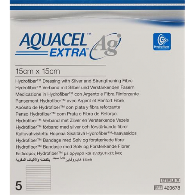 Aquacel Ag Extra Hydrofiber Verband 15x15см 5 штук