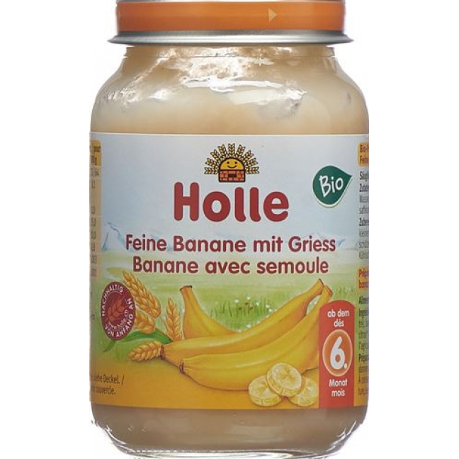 Holle Feine Banane Griess nach 6 Monaten Bio Glasdose 190 g