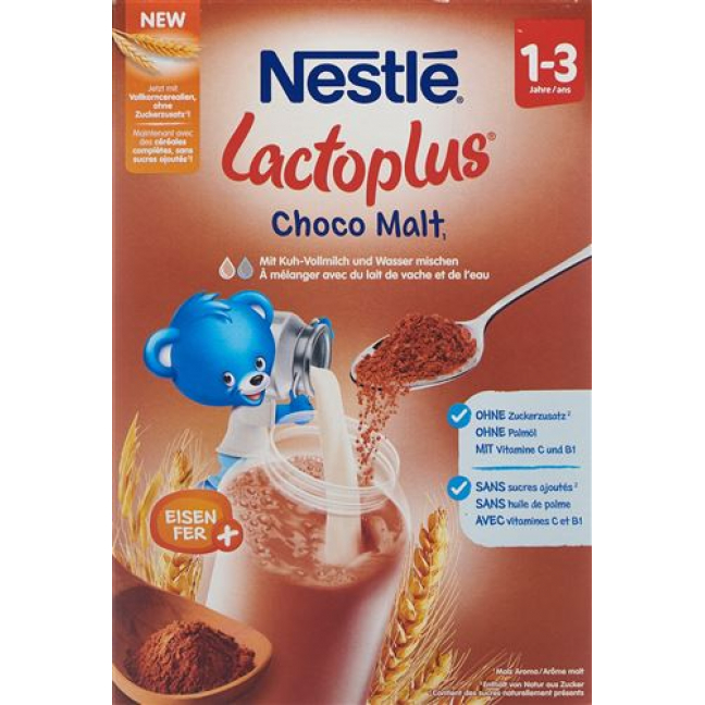 Лактоплюс коровье молоко с шоколадным вкусом и дополнительными витаминами и железом от 1 года 400 грамм
